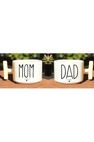 IŞILAY REKLAM كوب مكون من قطعتين باللون الأبيض بمقبض على شكل حرف T مطبوع من M...