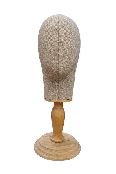 Manken İstanbul Fabric Covered Polyester Head Mannequin with Wooden Stand Accessory Manikin Hat Mannequin Wig Mannequin
