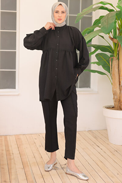 benguen 3350 Front Buttoned Double Set Black
