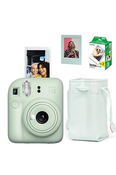 Fujifilm Instax Mini 12 Fotoğraf Makinesi-20li Film-büzgülü Kılıf Ve Mıknatıslı Çerçeve Seti 1
