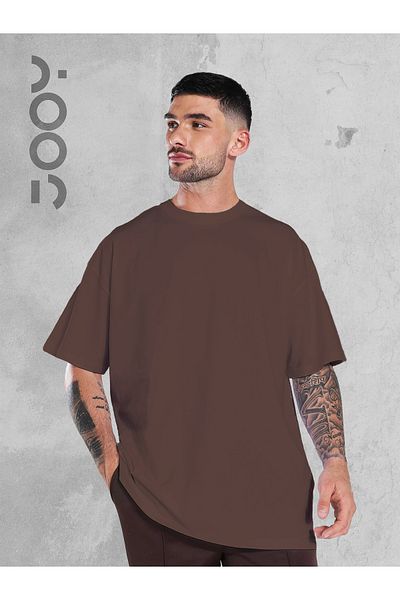 Jooy Company Καφέ Oversize Φαρδιά Εφαρμογή Απλό Unprinted Basic Tshirt