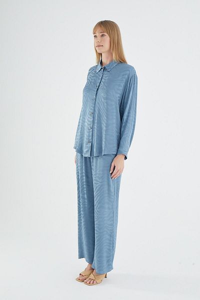 GİZZEY Set pantaloni albaștri cu mânecă lungă pentru femei C5T1N2O12