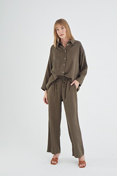 GİZZEY Жіночий комплект з довгими штанами хакі C9T0N2O12