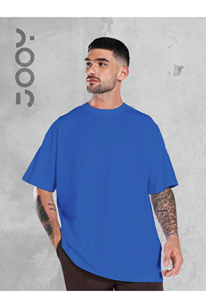 Jooy Company Saks Blue Oversize Wide Fit Απλό μπλουζάκι χωρίς εκτύπωση Basic