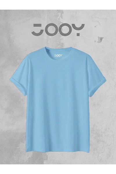 Jooy Company Синя тениска Oversize с широк десен, обикновена и без принт