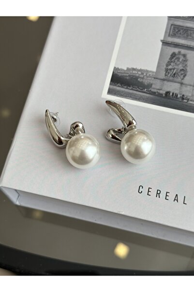 Ladies&Gentlemen نموذج علوي من اللؤلؤ - أقراط نسائية فضية اللون