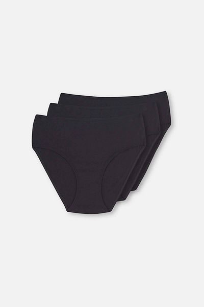 Dagi Schwarzes 3-teiliges Öko-Slip-Höschen für Damen mit hoher Taille