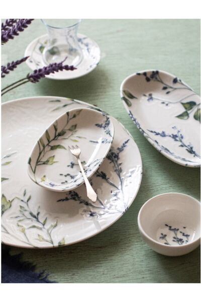 ChiChi HOME Lavender 6 Kişilik 26 Parça Çay Bardaklı Porselen Kahvaltı Seti