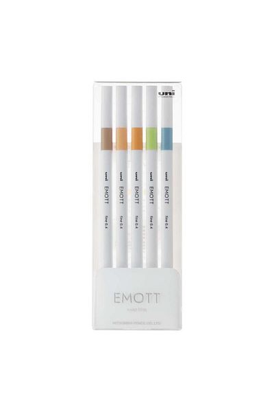 UNİ-BALL Uni EMOTT 0.4 Fine Acrylic Pen - 5 Pack Nature Color PEM-SY/5C.06