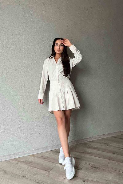 Seda Yalçın Atelier Yellow Striped Mini Poplin Shirt Dress