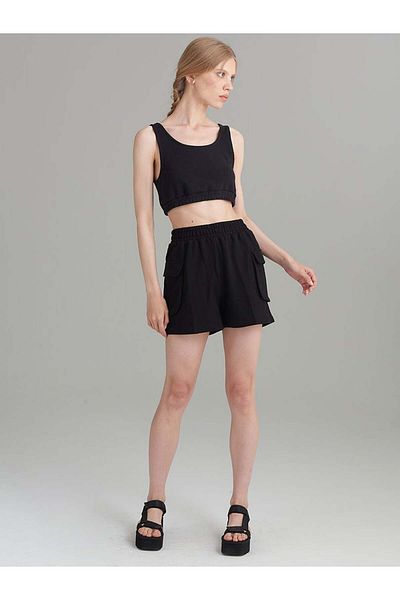 RİVUS Combed Cotton Crop Tank - Elastic Waist