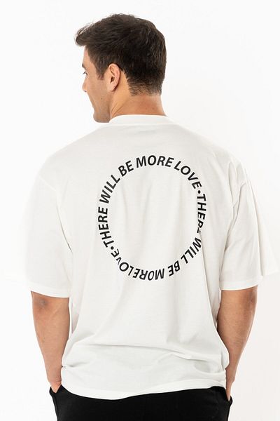 Coredra More Love Oversize T-Shirt Ανδρικό - Εκρού