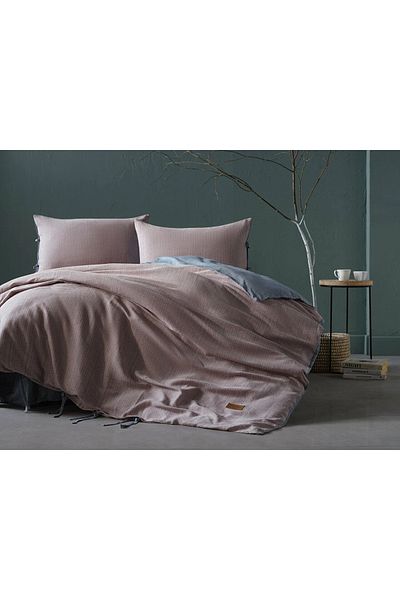 Doqu Home Yarn Painted Ahenk Duvet Cover Set Double - Blue