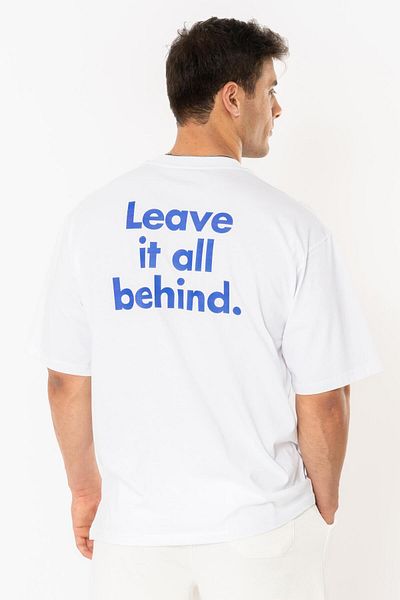 Coredra Tricou Leave Oversize Bărbați - Alb
