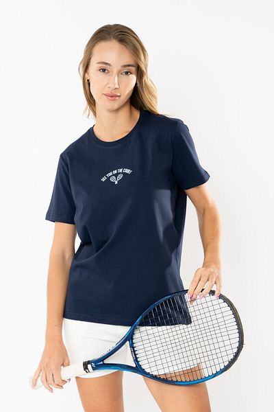 Coredra Tricou Court Regular Femei - Bleumarin
