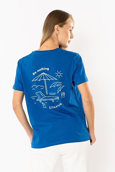 Coredra Tricou Nothing Regular pentru femei - Saks Blue