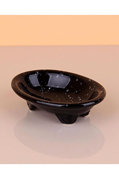 ALBETTO طبق صابون سيراميك صلب جرانيت أسود 14 سم