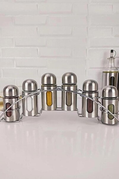 ALBETTO طقم وعاء توابل معدني مكون من 6 قطع مع حامل زجاجي-435