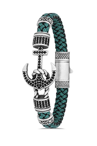 cheetah quality Venedik Çapa Zirkon Taşlı Hakiki Deri Erkek Bileklik