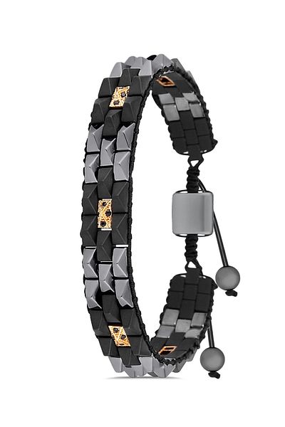 cheetah quality Suzhou Jiangsu Man's Adjustable Macrame Bracelet Made with Natural Hematite Stone Handcrafted