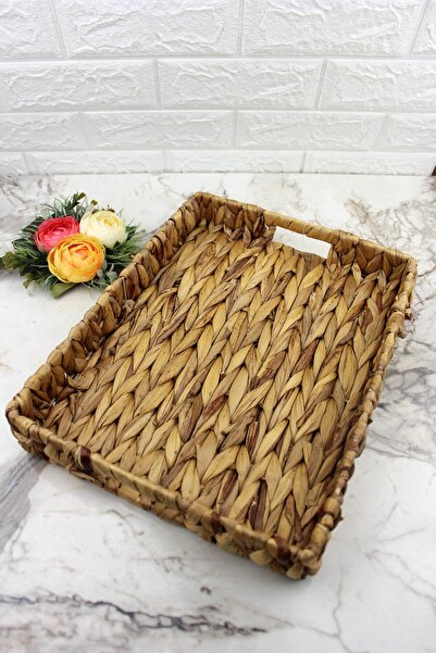 ALBETTO صينية ديكور من الخوص محبوكة يدوياً مستطيلة 36*27 سم