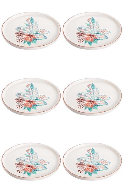 ALBETTO طبق كيك سيراميك مكون من 6 قطع من أمازون ديكور طبق كيك 20 سم