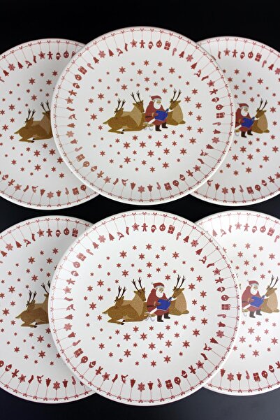 ALBETTO 6'lı Yılbaşı Kansept Seramik 20cm Pasta, Tatlı Tabak 20898