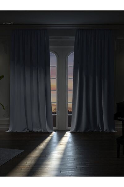 Yakamoz YÜKSEK KALİTE KURŞUNİ GRİ KARARTMA BLACKOUT FON PERDE EKSTRAFOR BÜZGÜLÜ TEK KANAT DARK TOUCH SERİSİ