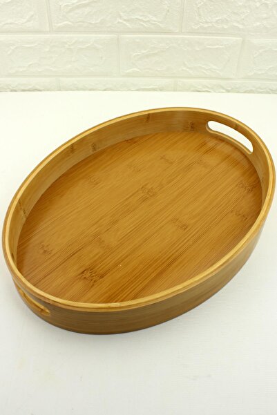 ALBETTO Bamboo Tray Oval Serving Presentation Tray Large Size 43*31cm