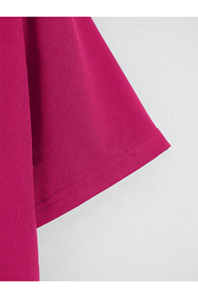 Revasser Women's Solid Colored Special Oversize Cotton Crew Neck Combed Crop T-Shirt