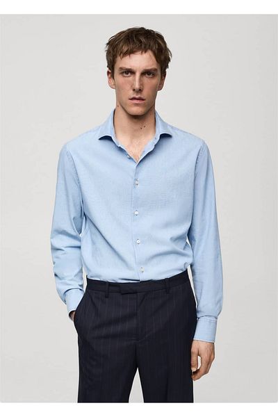 MANGO Man Koszula Slim Fit 100% bawełny indygo