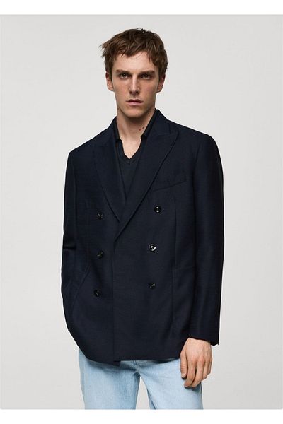 MANGO Man Zweireihiger Blazer aus 100 % unbehandeltem Wolltwill