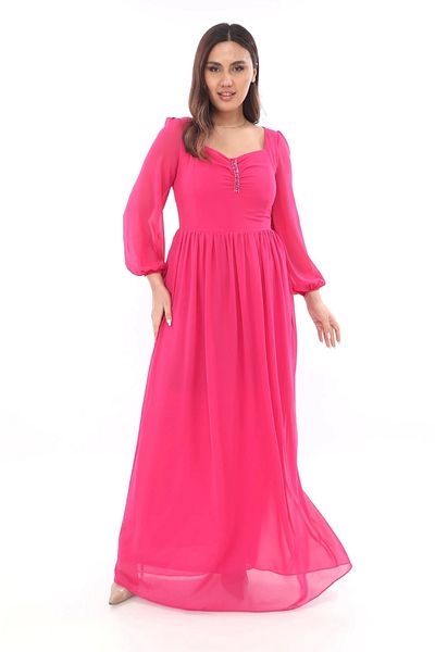 lodmela Φόρεμα Sweetheart Neck Plus Size 1785-Fuchsia