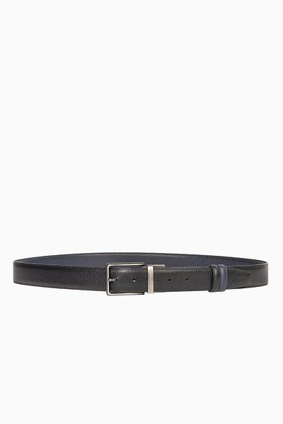 CENGİZ PAKEL Cengiz Pakel Genuine Leather Double Sided Men's Belt - Black/Navy Blue 3.5 cm