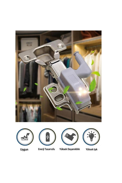 CNGZSHOP Gardrop Mutfak Dolap Içi Sensörlü Led Işık Otomatik Aydınlatma Menteşe Üstü Enerji Tasarruf Lamba