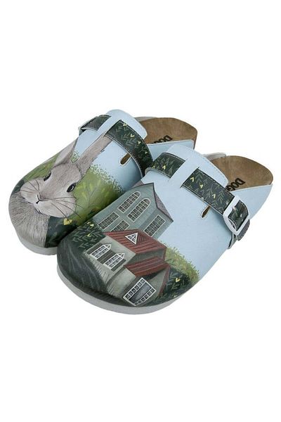 Dogo Women's Vegan Leather Turquoise Slippers - Going on an Adventure Design