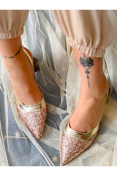 irmona AVA ROSE GOLD TAŞLI TOPUKLU SANDALET