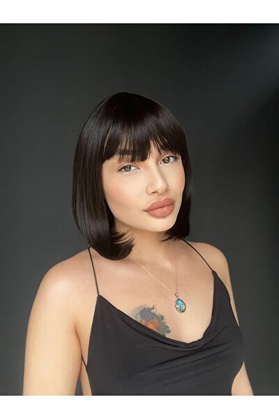 Suzan Peruk Kısa Küt Perçemli Bob Pedikal Peruk Kanser Kemoterapi uygundur Ke...