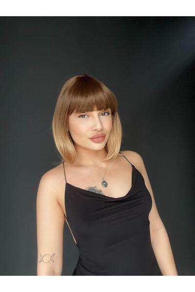 Suzan Peruk Kısa Küt Perçemli Bob Pedikal Peruk Kanser Kemoterapi uygundur Ku...