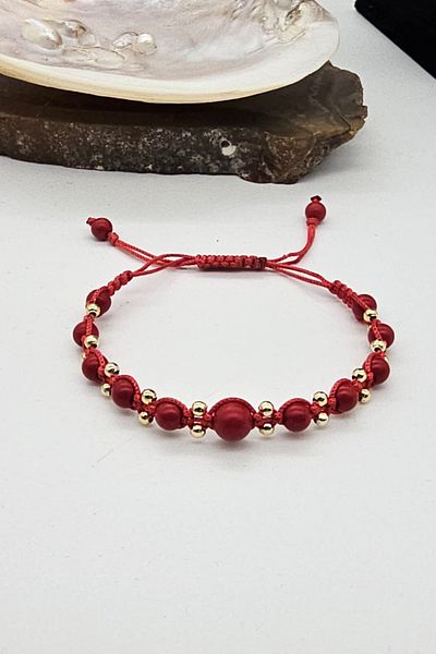 NBS Beautiful Naturel Stones Coral Handcrafted Special Design Natural Stone Bracelet 6 mm