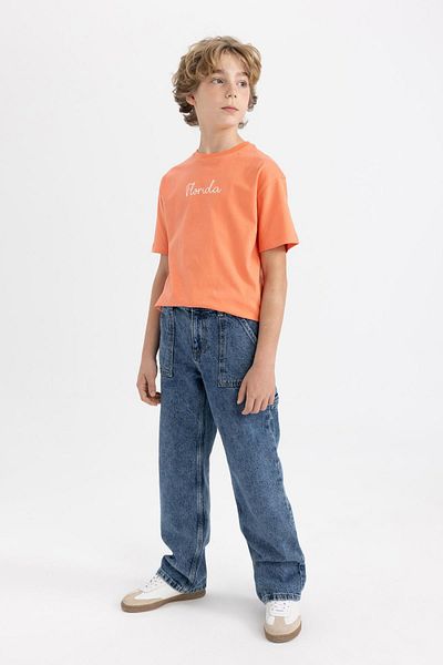 DeFacto Boy Oversize Wide Fit Crew Neck Printed Short Sleeve T-Shirt B6165A824Sm