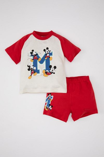 DeFacto Disney Mickey & Minnie Baby Boy 2-Piece Set - Crew Neck Short Sleeve T-Shirt and Shorts C5345A524Sm