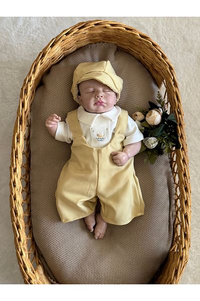 Mama Miel Baby طقم سالوبيت أصفر للأطفال الصغار مصنوع يدويًا على شكل بطة وقبعة