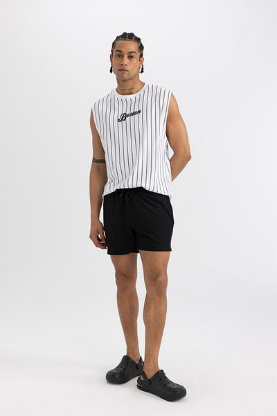 DeFacto Fit Sportsman bedruckte, dehnbare, strukturierte Badeshorts in kurzer Länge B5952ax24hs