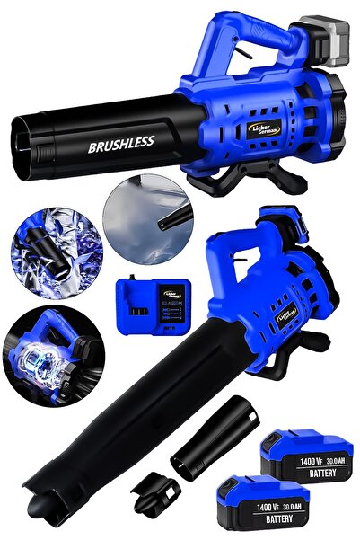 Lieber German Devir Ayarlı BL Motor 1400Vf 30Ah 2x Akülü Toz Talaş Ot Çalı Ya...