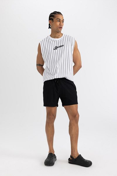 DeFacto Fit Sportsman bedruckte, dehnbare, strukturierte Badeshorts in kurzer Länge B5952ax24hs