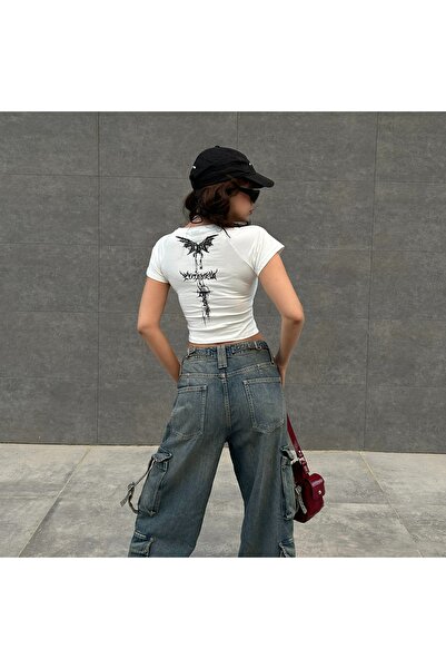 DEEFWEAR Y2k Back Print Crop Top