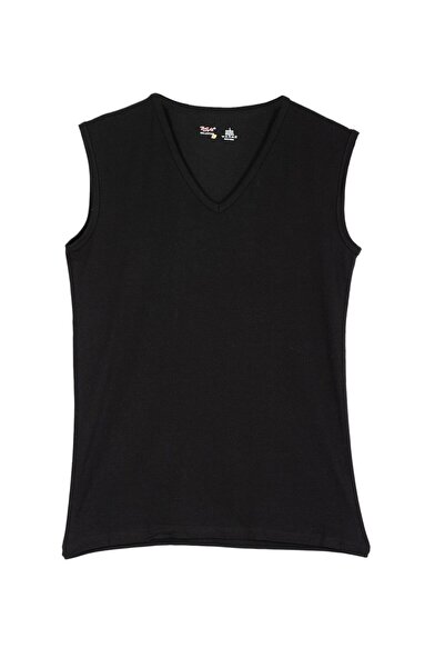 BSM Men's Modal Cotton Black Dip-col V-neck Soft Undershirt