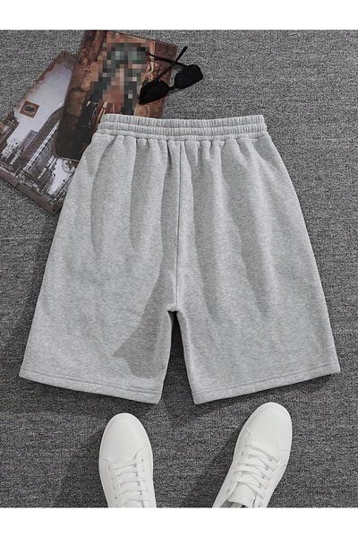 MODARİCH Los Angeles Shorts - Gray Printed High Waist Knitted Pocket