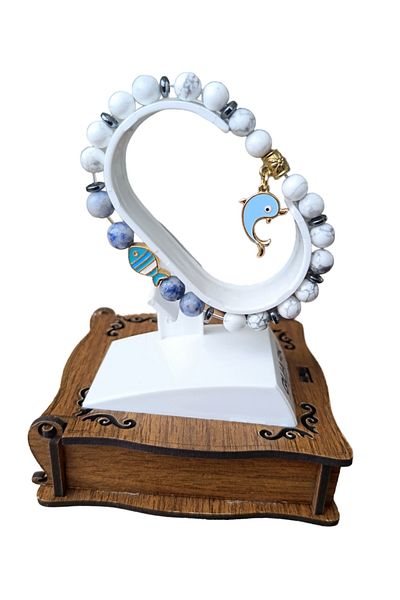 MGA DOĞAL TAŞ Havlit stone sodalite stone fish figure natural stone bracelet original natural stone bracelet